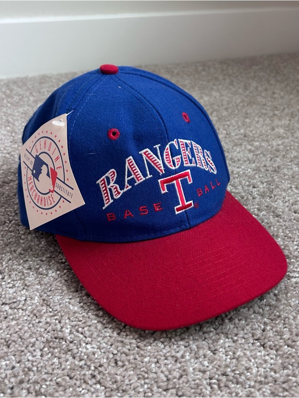 Vtg Texas Rangers Snapback Hat MLB Signatures Sportswear Blue Red NEW WITH TAGS